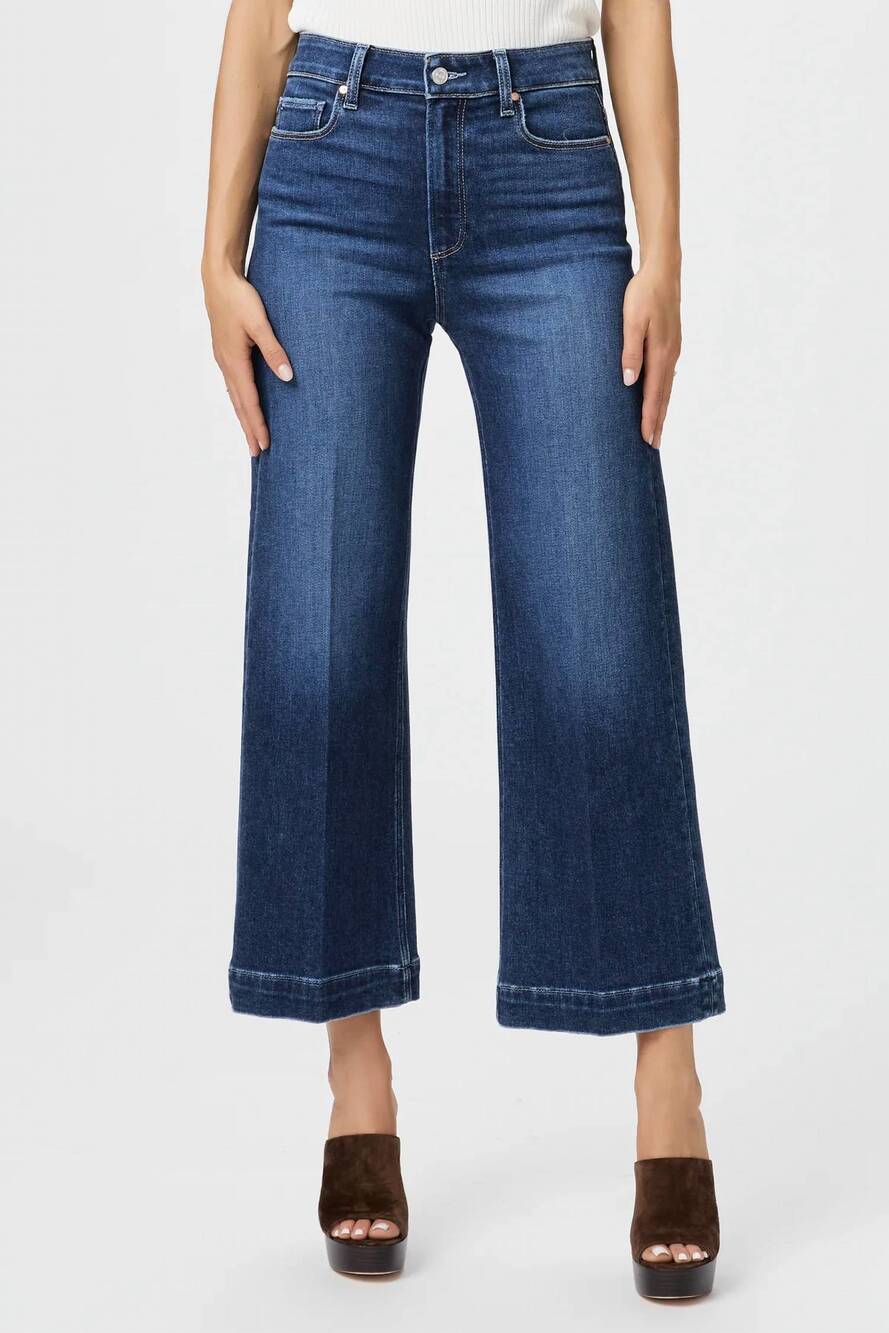 NEW PAIGE women's anessa ankle wide leg jeans in foreign film